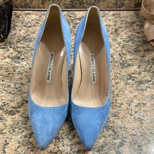 Manolo Blahnik Light Blue Suede Heels